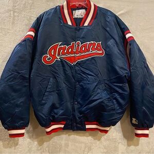 Vintage Cleveland Indians Jacket Men’s XL Blue Starter Bomber
Snaps
Satin NBA